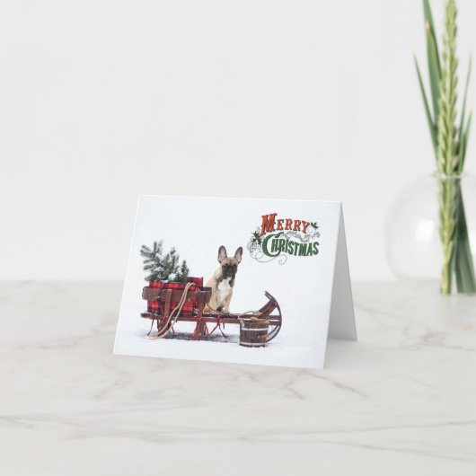 Cartes Pour Fêtes Annuelles Noël Rustique Frenchie (Devant)