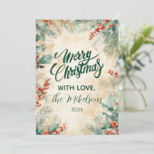 Cartes Pour Fêtes Annuelles Noël rustique Holly et Pine (Debout devant)