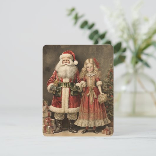 Cartes Pour Fêtes Annuelles Noël rustique Joyeux Avec Clause Santa (Debout devant)