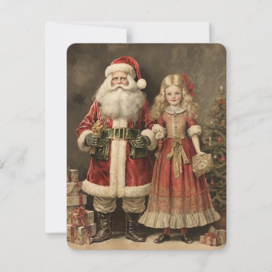 Cartes Pour Fêtes Annuelles Noël rustique Joyeux Avec Clause Santa (Devant)