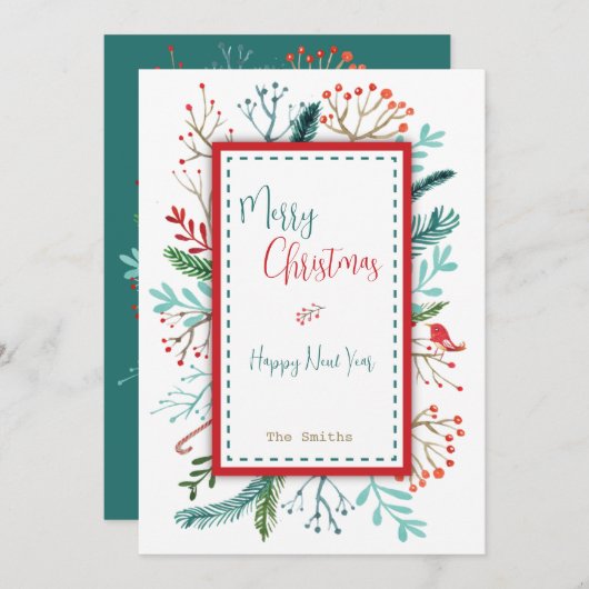 Cartes Pour Fêtes Annuelles Noël rustique naturel (Devant / Derrière)