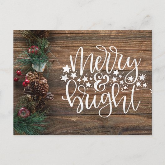 Cartes Pour Fêtes Annuelles Noël rustique pays Joyeux brillant (Devant)