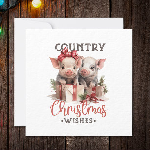 Cartes Pour Fêtes Annuelles Noël rustique Pays Souhaite Joli Cochon