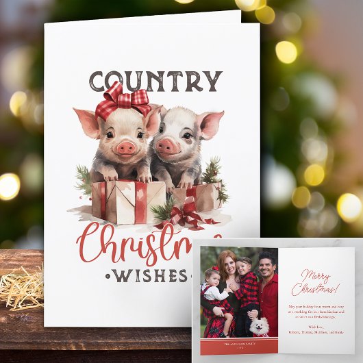 Cartes Pour Fêtes Annuelles Noël rustique Pays Souhaite Joli Cochon