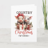 Cartes Pour Fêtes Annuelles Noël rustique Pays Souhaite Joli Cochon (Devant)