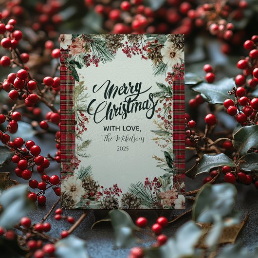 Cartes Pour Fêtes Annuelles Noël rustique Tartan