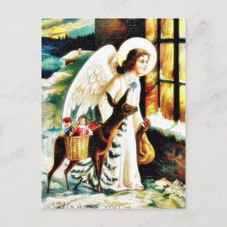 Cartes Pour Fêtes Annuelles Noël salut avec un ange vient par cerf ca