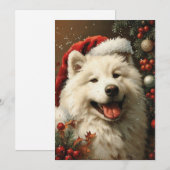 Cartes Pour Fêtes Annuelles Noël Samoyé (Devant / Derrière)