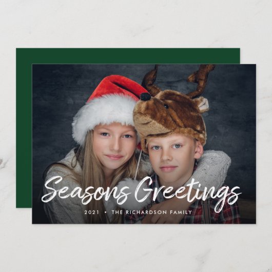 Cartes Pour Fêtes Annuelles Noël scénarisé | Vert avec photo (Devant / Derrière)