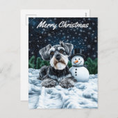 Cartes Pour Fêtes Annuelles Noël Schnauzer et Snowman
