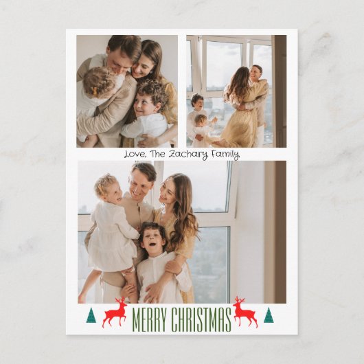 Cartes Pour Fêtes Annuelles Noël Script Famille Trois Photo (Devant)