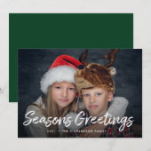 Cartes Pour Fêtes Annuelles Noël script | Vert avec photo (Devant / Derrière)