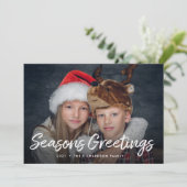 Cartes Pour Fêtes Annuelles Noël scripté | Vert avec photo (Debout devant)