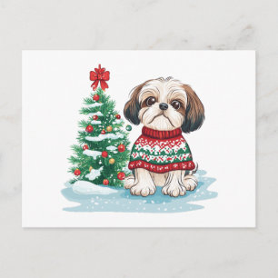 Cartes Pour Fêtes Annuelles Noël Shih Tzu Père Noël Chien