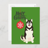 Cartes Pour Fêtes Annuelles Noël sibérien Husky (Devant / Derrière)