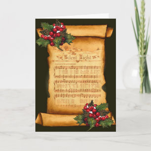 Cartes Pour Fêtes Annuelles Noël : Silencieux Night Sheet Musique sur Old Scro