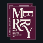 Cartes Pour Fêtes Annuelles Noël simple bordeaux simple et moderne<br><div class="desc">Moderne minimaliste traditionnel rétro typographie graphique vintage burgundy joyeux Noël carte de vacances. Une partie d'une collection de vacances audacieuse et amusante.</div>