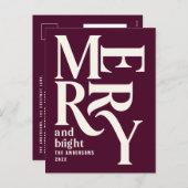 Cartes Pour Fêtes Annuelles Noël simple bordeaux simple et moderne (Devant / Derrière)