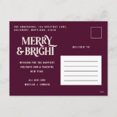 Cartes Pour Fêtes Annuelles Noël simple bordeaux simple et moderne (Dos)