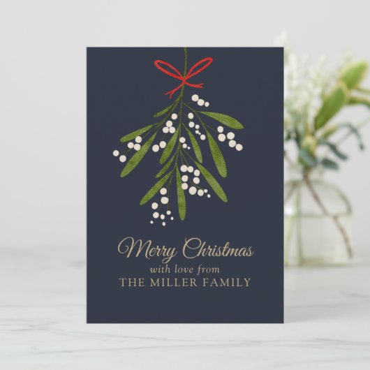 Cartes Pour Fêtes Annuelles Noël simple de mistletoe marine (Debout devant)