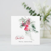 Cartes Pour Fêtes Annuelles Noël Simple Design de verdure Bible Verse Plat (Debout devant)