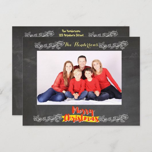 Cartes Pour Fêtes Annuelles Noël simple en tableau noir (Devant / Derrière)