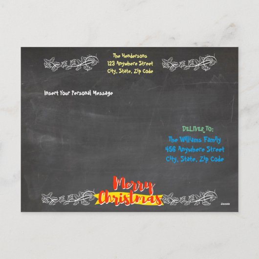 Cartes Pour Fêtes Annuelles Noël simple en tableau noir (Dos)