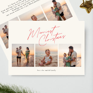 Cartes Pour Fêtes Annuelles noël simple rouge 6 photo collage heureux