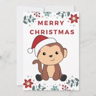 Cartes Pour Fêtes Annuelles Noël singe neige hiver Animaux singes vacances