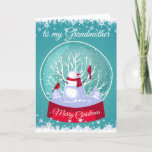 Cartes Pour Fêtes Annuelles Noël Snowglobe Snowman Cardinal Grand-mère<br><div class="desc">Noël Snowglobe Snowman avec Cardinal Red birds dans la neige et des flocons de neige gelés pour votre grand-mère</div>