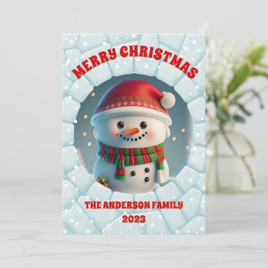 Cartes Pour Fêtes Annuelles Noël Snowman 3D (Debout devant)