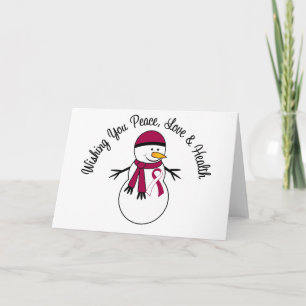 Cartes Pour Fêtes Annuelles Noel Snowman Tête Cou Cancer Ruban