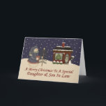 Cartes Pour Fêtes Annuelles Noël Snowman Une Fille Spéciale Et Un Fils En Droi<br><div class="desc">carte</div>