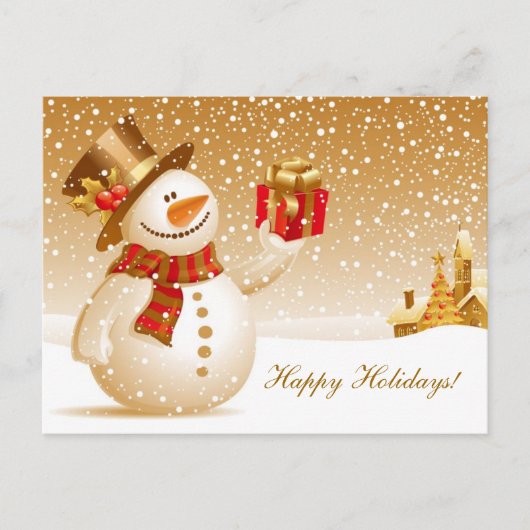 Cartes Pour Fêtes Annuelles Noël Snowman voeux (Devant)