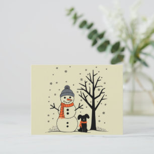 Cartes Pour Fêtes Annuelles Noël Snowman Xmas Chien hiver