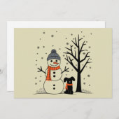 Cartes Pour Fêtes Annuelles Noël Snowman Xmas Chien hiver (Devant / Derrière)
