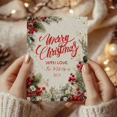 Cartes Pour Fêtes Annuelles Noël Snowy Green et Berries