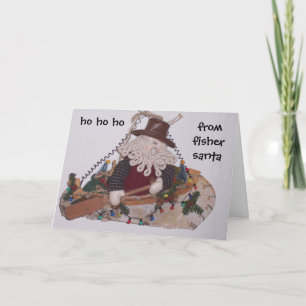 CARTES POUR FÊTES ANNUELLES NOËL SOUHAITE DE PÈRE NOËL LE PÊCHEUR