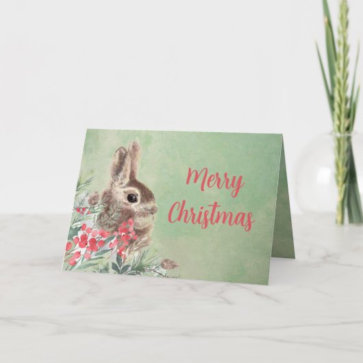 Cartes Pour Fêtes Annuelles Noël Souhaite mignon lapin lapin (Devant)