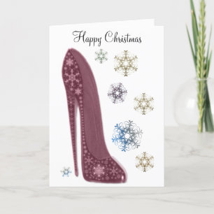Cartes Pour Fêtes Annuelles Noël Stiletto Chaussures et Snowflakes Art