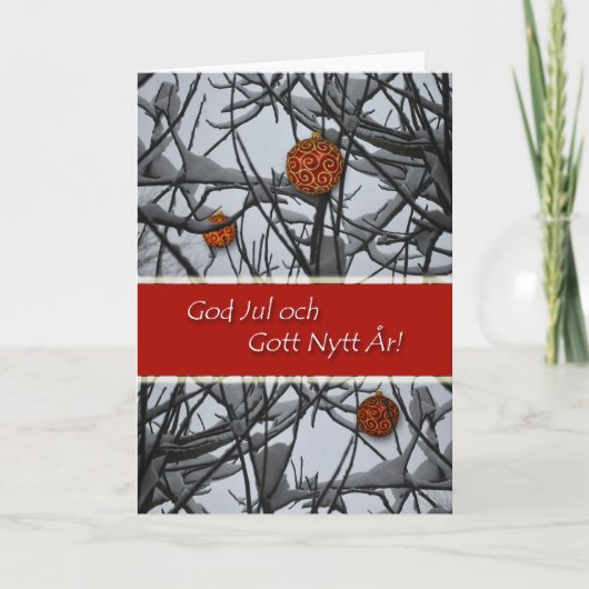 Cartes Pour Fêtes Annuelles Noël suédois, Ornements en neige (Devant)