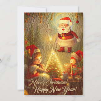 Cartes Pour Fêtes Annuelles Noël surréaliste / thème du Nouvel An sur le cuir!