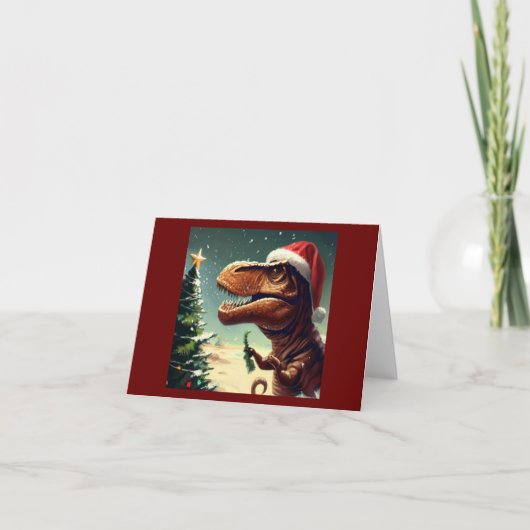 Cartes Pour Fêtes Annuelles Noël T-Rex 4 (Devant)