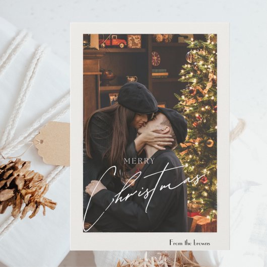 Cartes Pour Fêtes Annuelles Noël Tendance Moderne | Photo de Couple Romantiqu