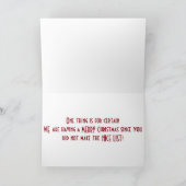 CARTES POUR FÊTES ANNUELLES NOËL TOAST-VOUS AVEZ FAIT LA ***NAUGHTY LIST** (Intérieur)