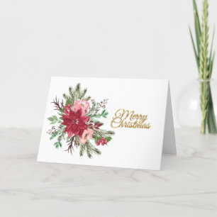 Cartes Pour Fêtes Annuelles Noël traditionnel Floral Joyeux Noël