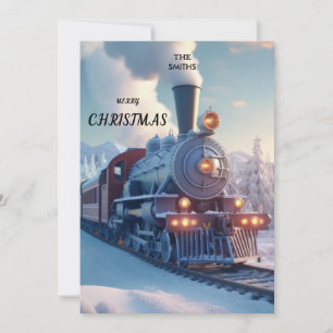 Cartes Pour Fêtes Annuelles Noël Train à Vapeur Vintage Neige Bois Gelé