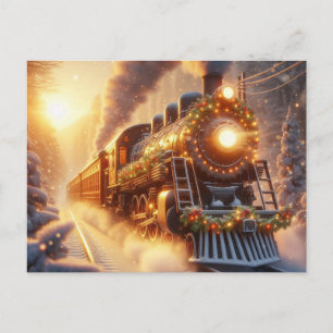 Cartes Pour Fêtes Annuelles Noël Train de Fêtes Vintage Hiver enneigé