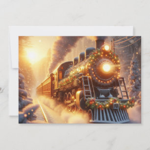Cartes Pour Fêtes Annuelles Noël Train de vacances vintage Hiver enneigé