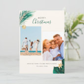 Cartes Pour Fêtes Annuelles Noël Tropical Vert et Or 2 photos (Debout devant)